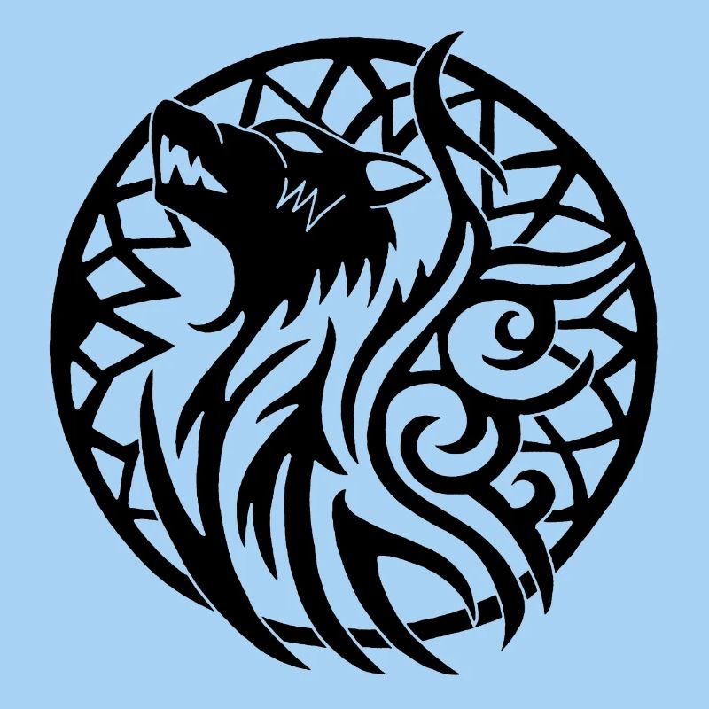Schwarzer Wolf und Glücksbringer