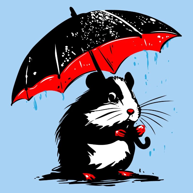 Hamster mit Regenschirm – Schmuddelwetter