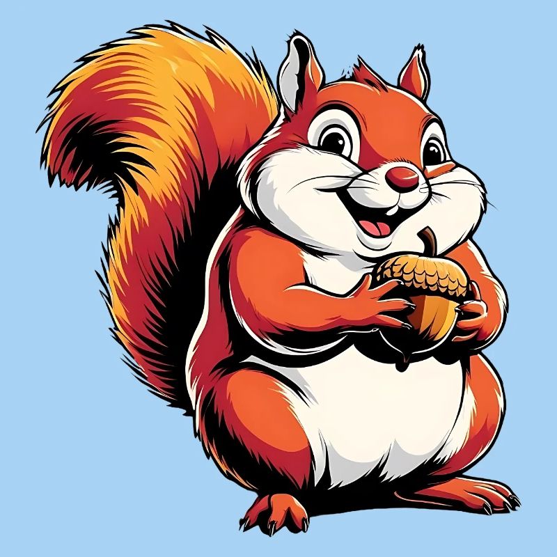 Witziger Eichhörnchen CartoonMit Eichel
