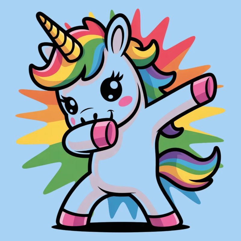 Buntes Einhorn mit Regenbogen-Mähne