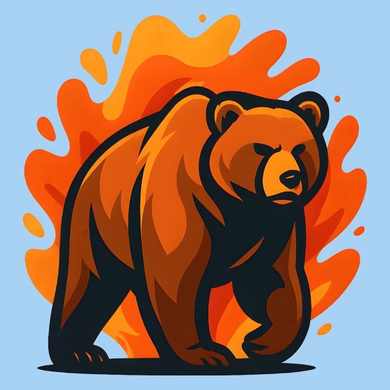 Burning Bear in flames