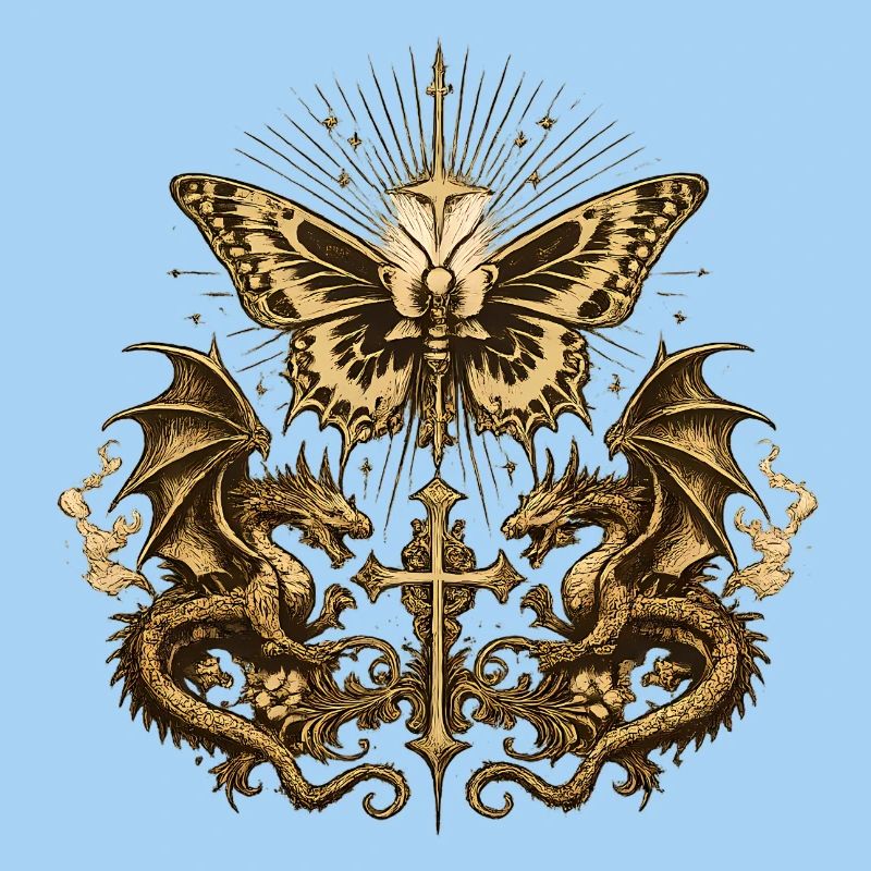 Papillon occulte avec dragon – Gothic Dark