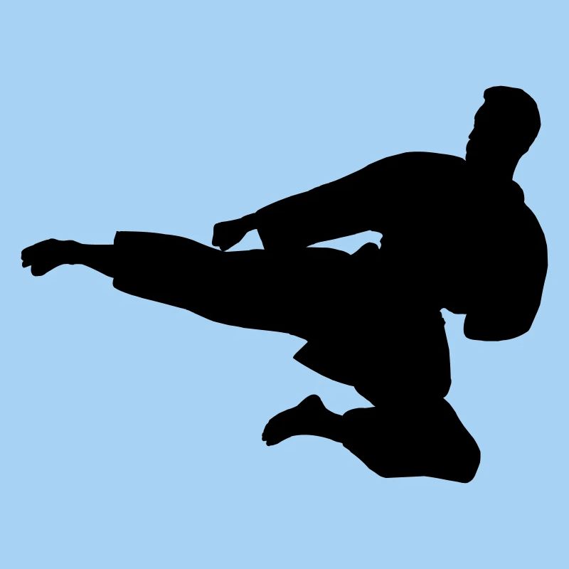 Karate oder Taekwondo sprangen seitwärts