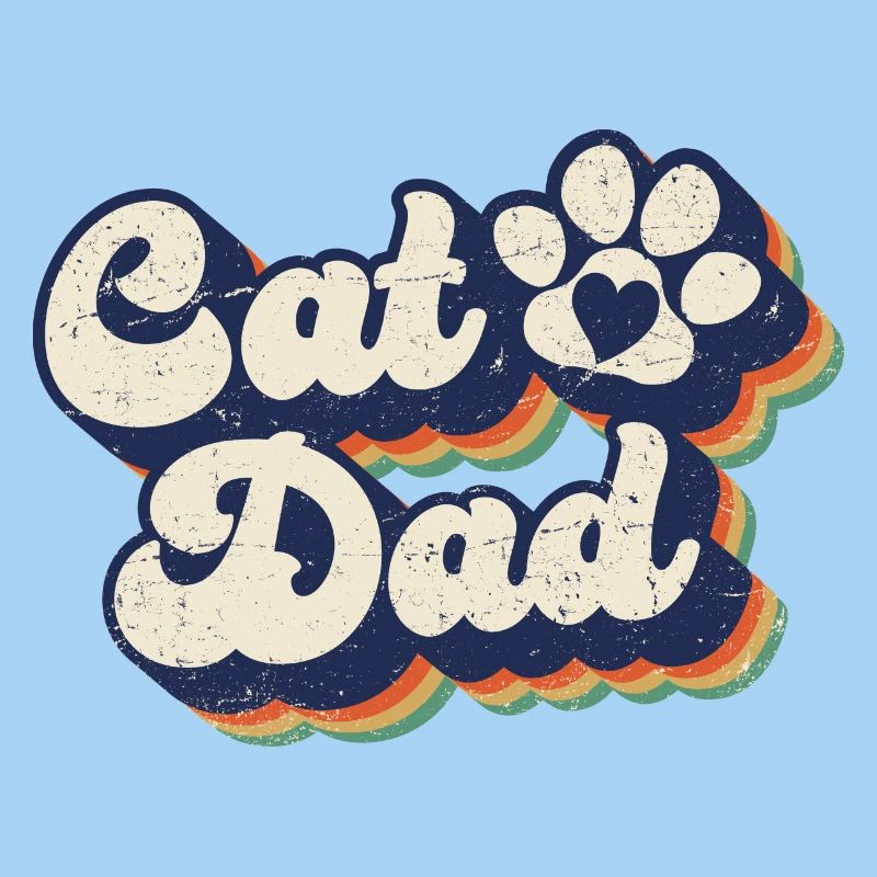 Cat Dad - Retro Kitty Katze Paw Cat Lover Dad Geschenk