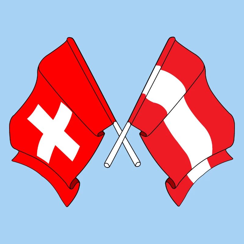 Drapeau de la Suisse et drapeau de l’Autriche