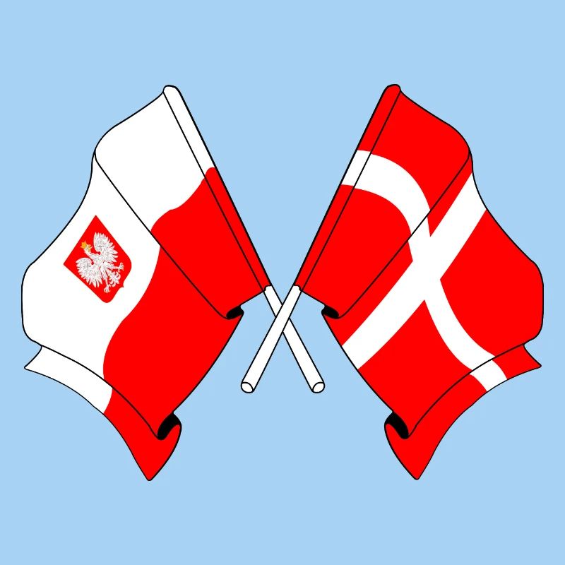 Drapeau de la Pologne et drapeau du Danemark