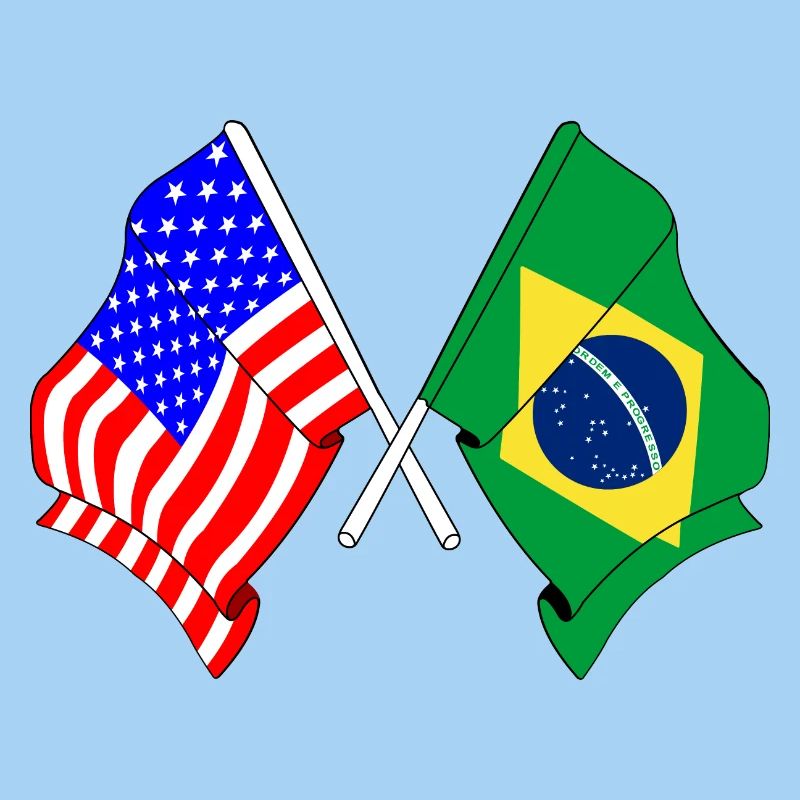 Drapeau des États-Unis et du Brésil