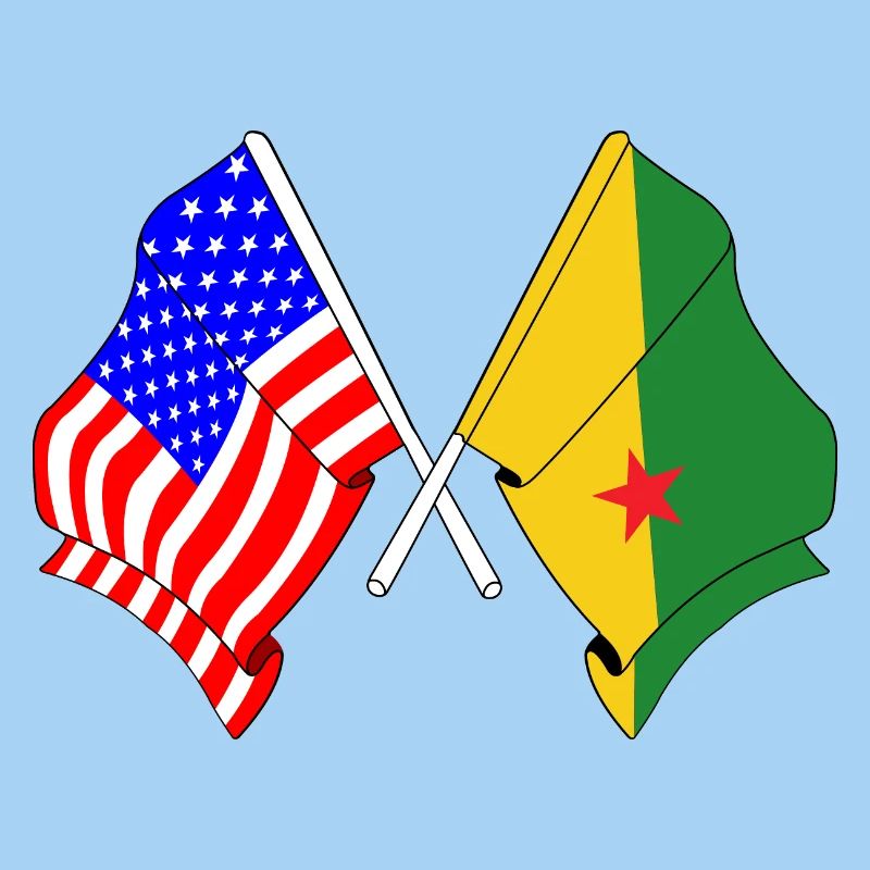 Drapeau des États-Unis et drapeau de la Guyane française