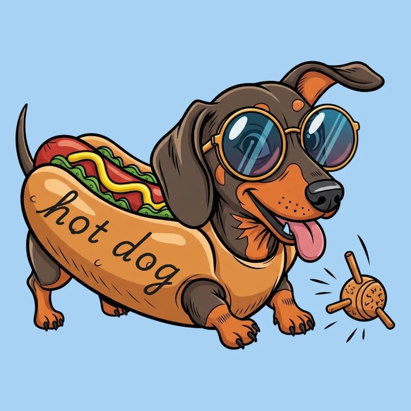 Playing dachshund as a hot dog