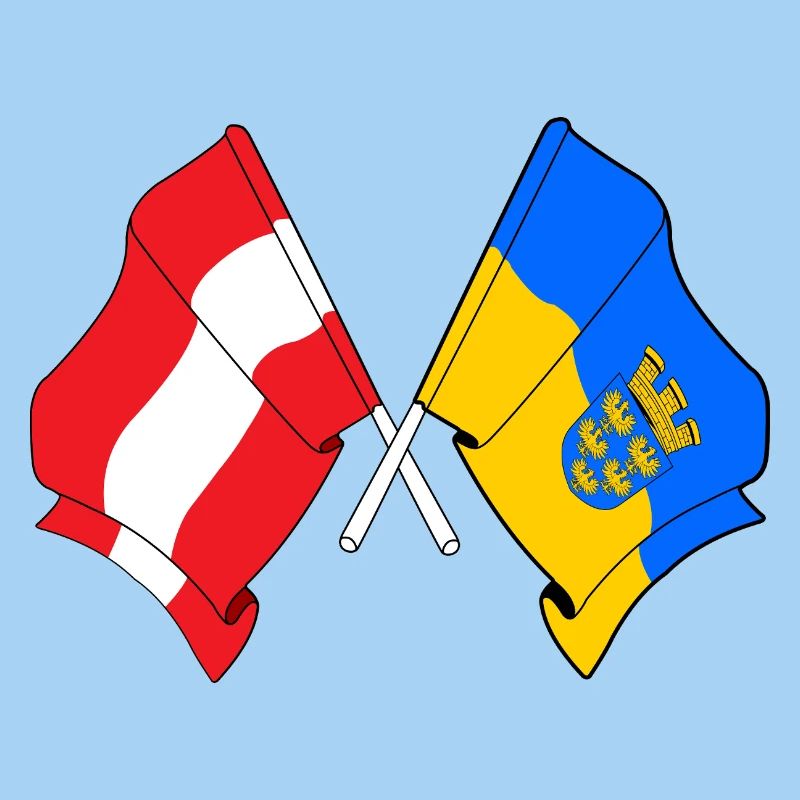 Austria & Lower Austria Crossed Flags