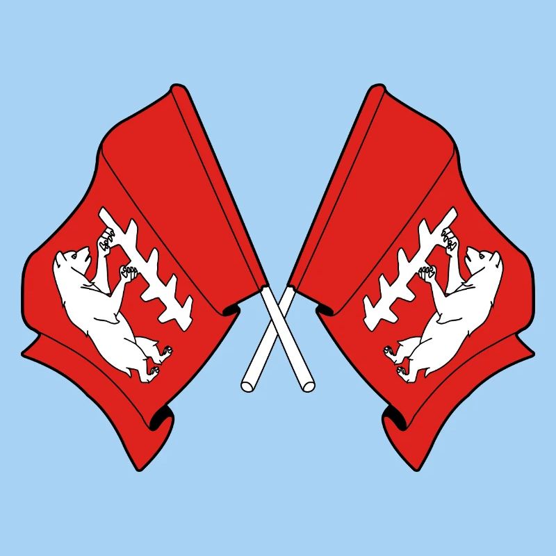 Two Crossed Warwickshire Flags