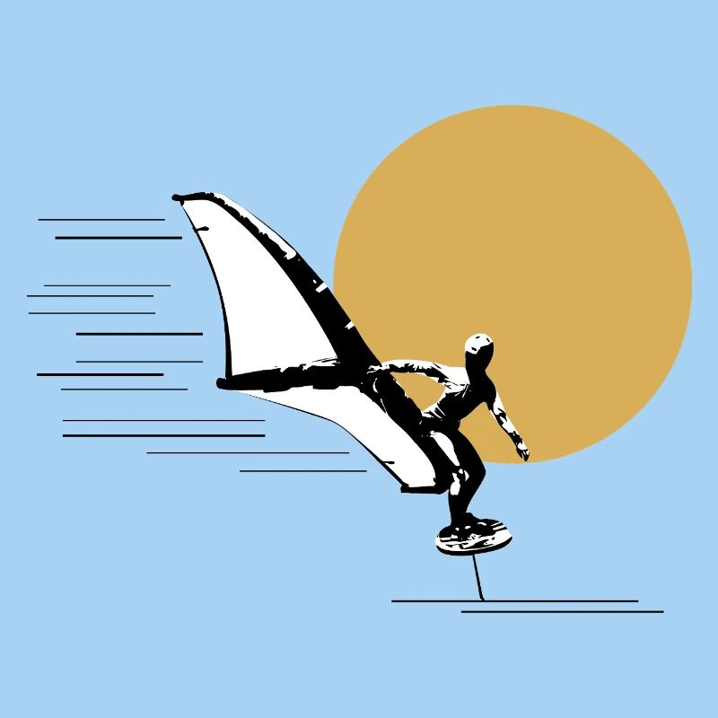 Wingfoiler devant le soleil
