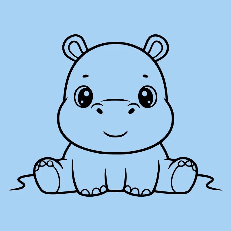 Süßes Baby Nilpferd Comic Outline