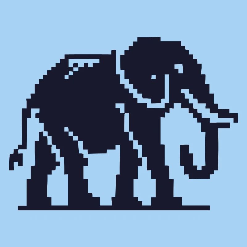 Elefant Pixelkunst Dunkelblau