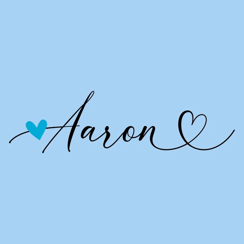 Aaron Nom Prénom Calligraphie coeur
