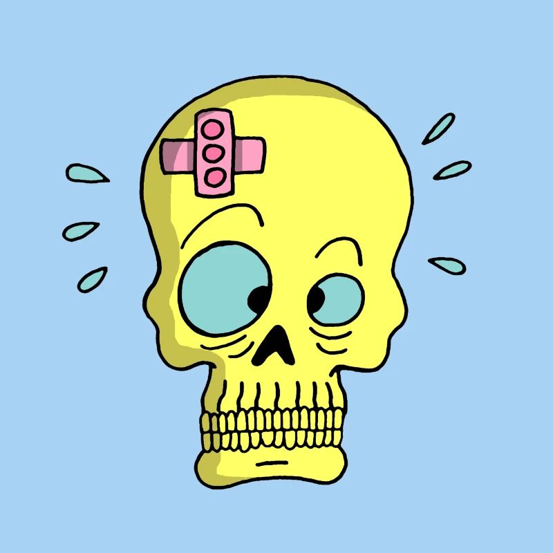 Skull and sticking plaster