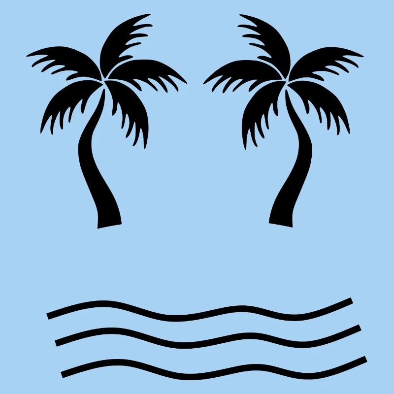 Palm Tree Black Beach Sea Vacation Summer