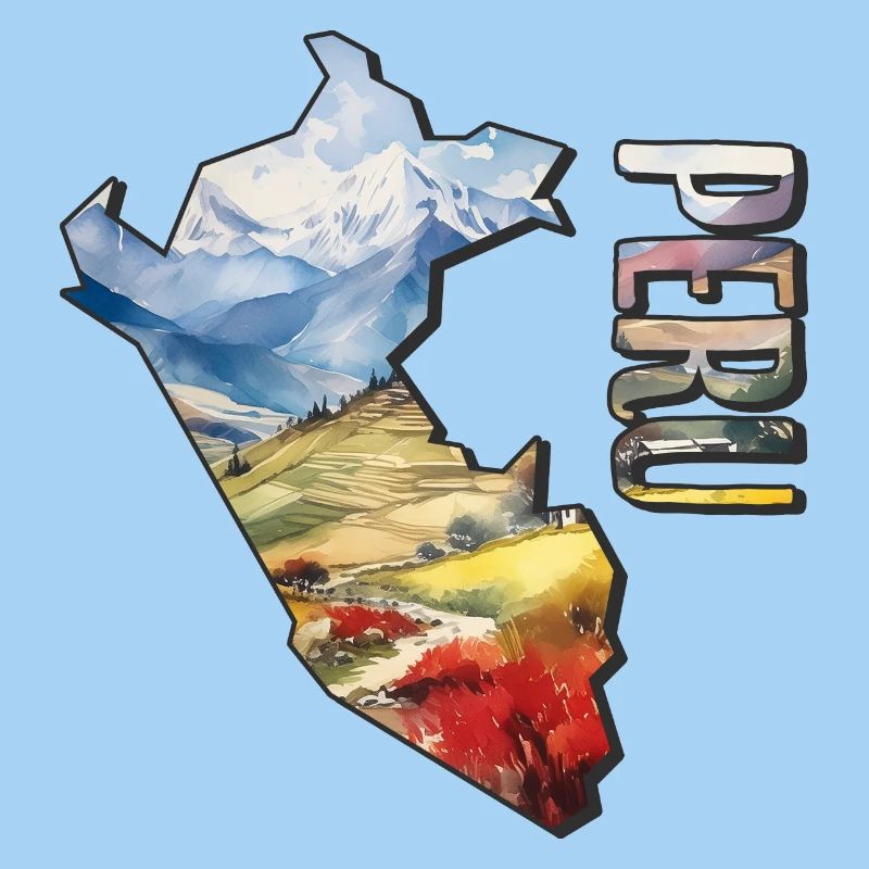 Carte à l’aquarelle du Pérou
