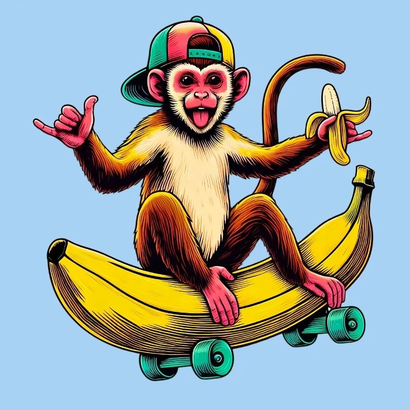 Affe auf dem Skateboard