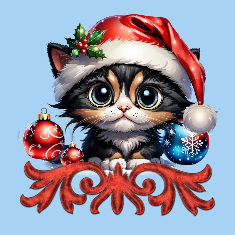Adorable Christmas kitten.