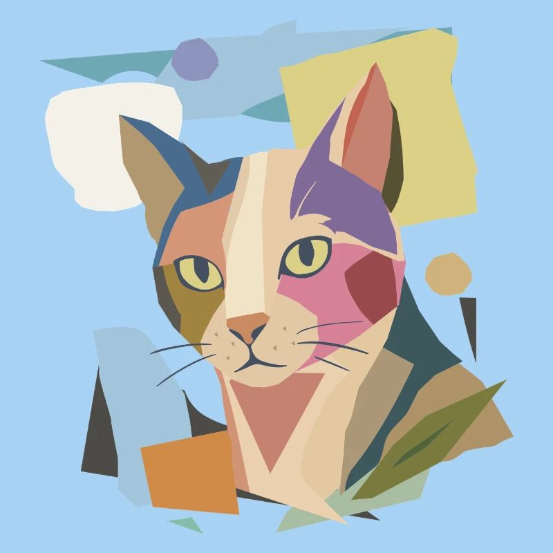 Chat abstrait dans le design moderne de bloc de couleur