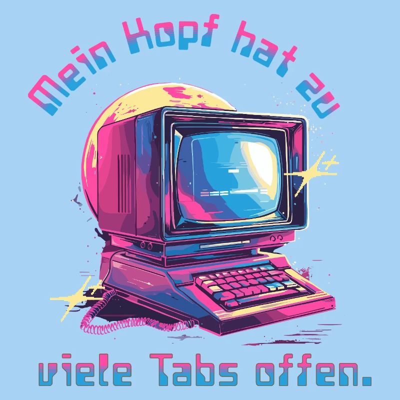 Vintage Computer Neon Tabs Open