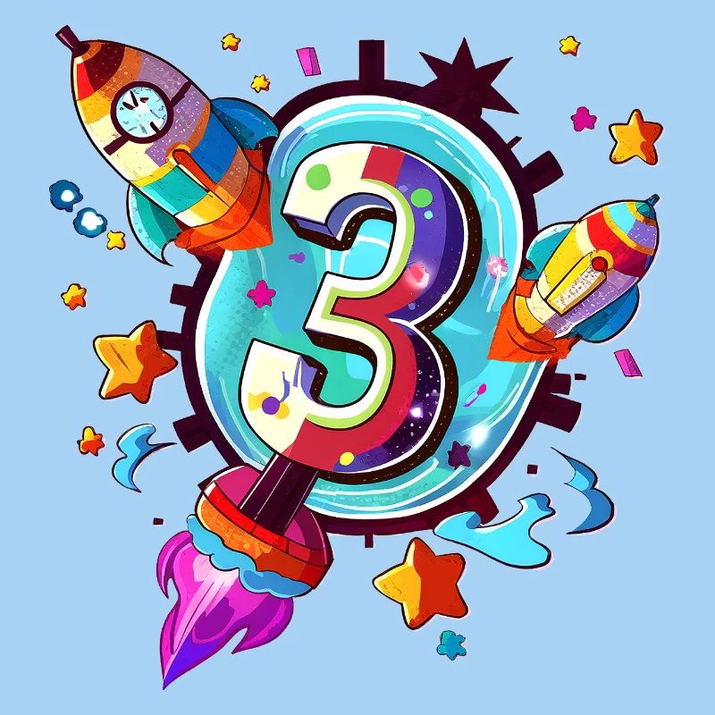 3rd Birthday Rocket Art