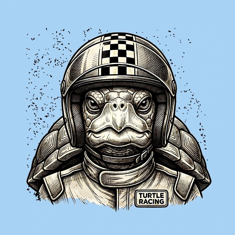 Tortue de course rapide dans un style de bande dessinée vintage