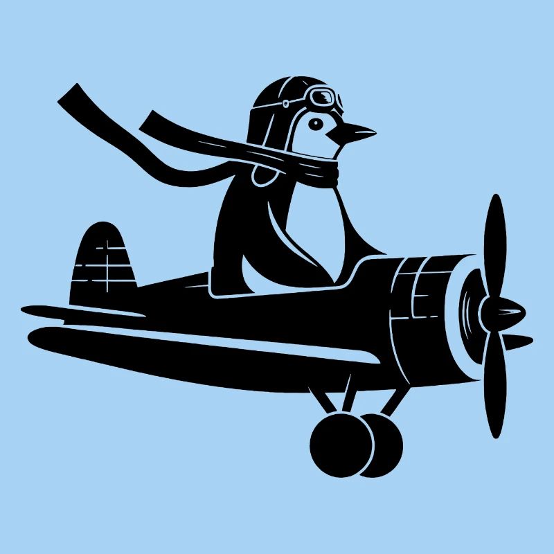 Pinguin Piloten Silhouette Flugschein