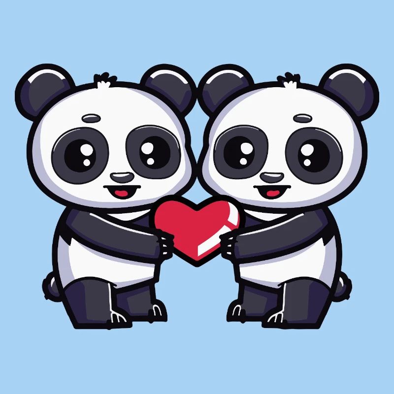 Panda Paar Herz