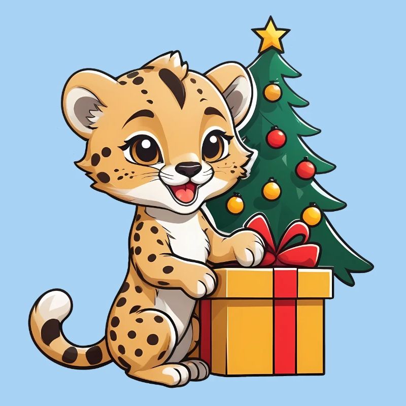 Mignon léopard célébrant Noël.