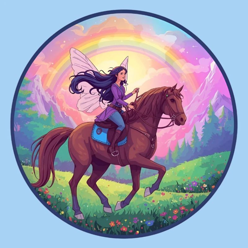 Fée imaginative sur cheval