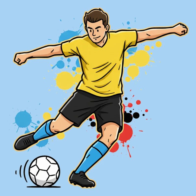 Soccer Player Comic Paint Splash Yellow