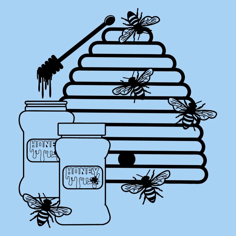 Ruche avec du miel et des abeilles