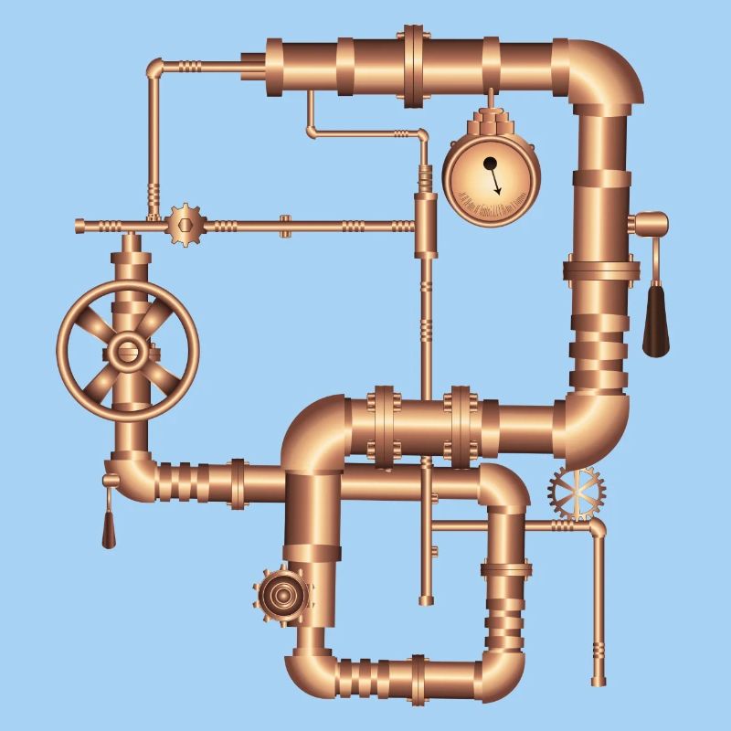 Steampunk style in steam engine look