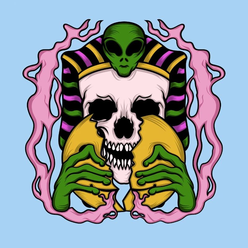 Alien Anubis Skull Egypt Tshirt