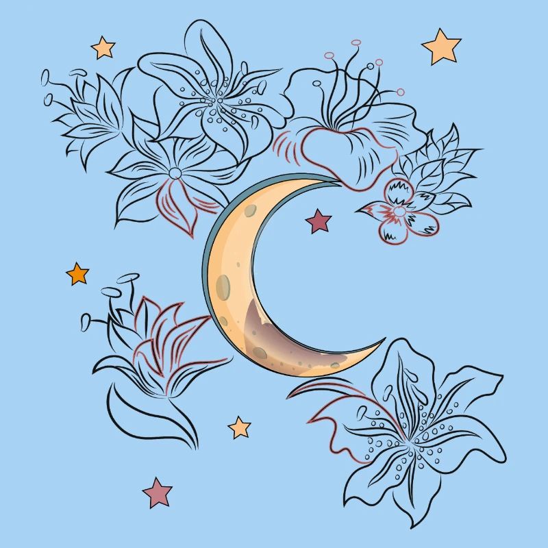 Lune avec des fleurs
