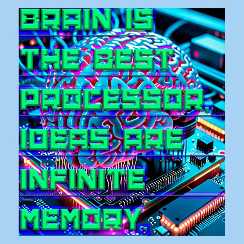 The Brain Is the Best Processor — Tech Neon Quote 