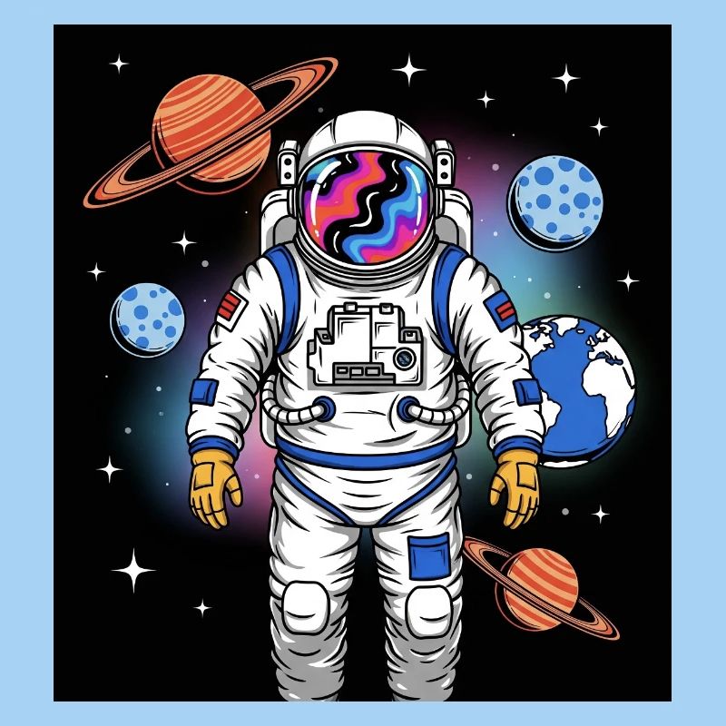 Astronaute de l’espace avec cosmos planétaire