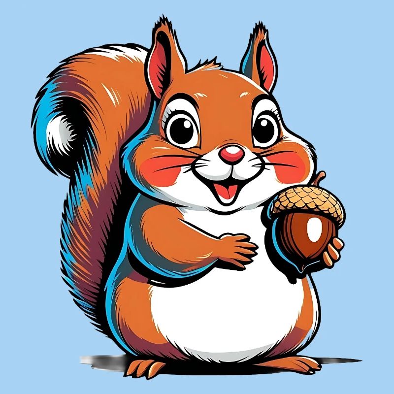 Niedlicher Eichhörnchen Druck mit Eichel