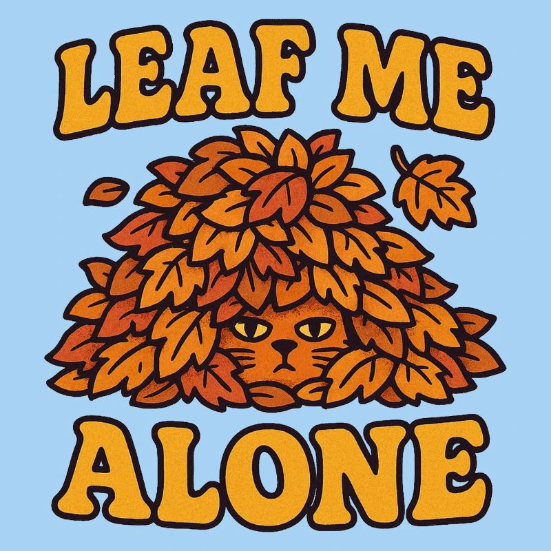 Autumn Tree Leaf Cat Illustration