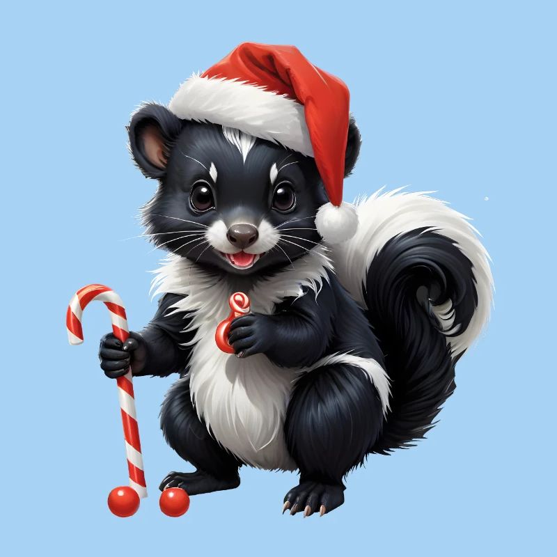 Moufette de Noël sucrée avec canne