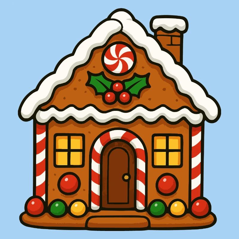 Gingerbread house with candy cane motif