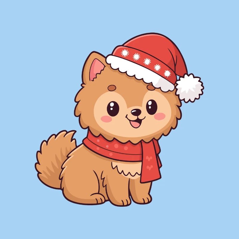 Welpen-Weihnachtshut-Schal