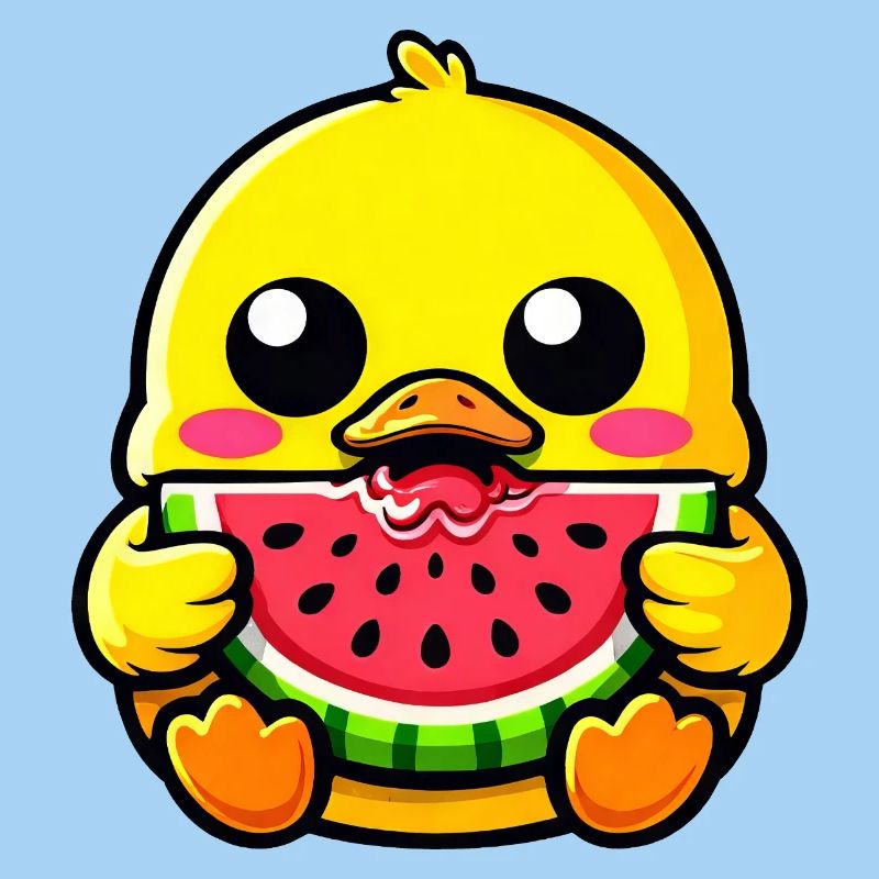 Sweet Duck Chibi Kawaii Melon Fruit Summer