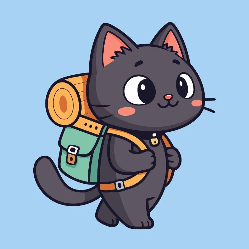 Wanderkatze mit Rucksack