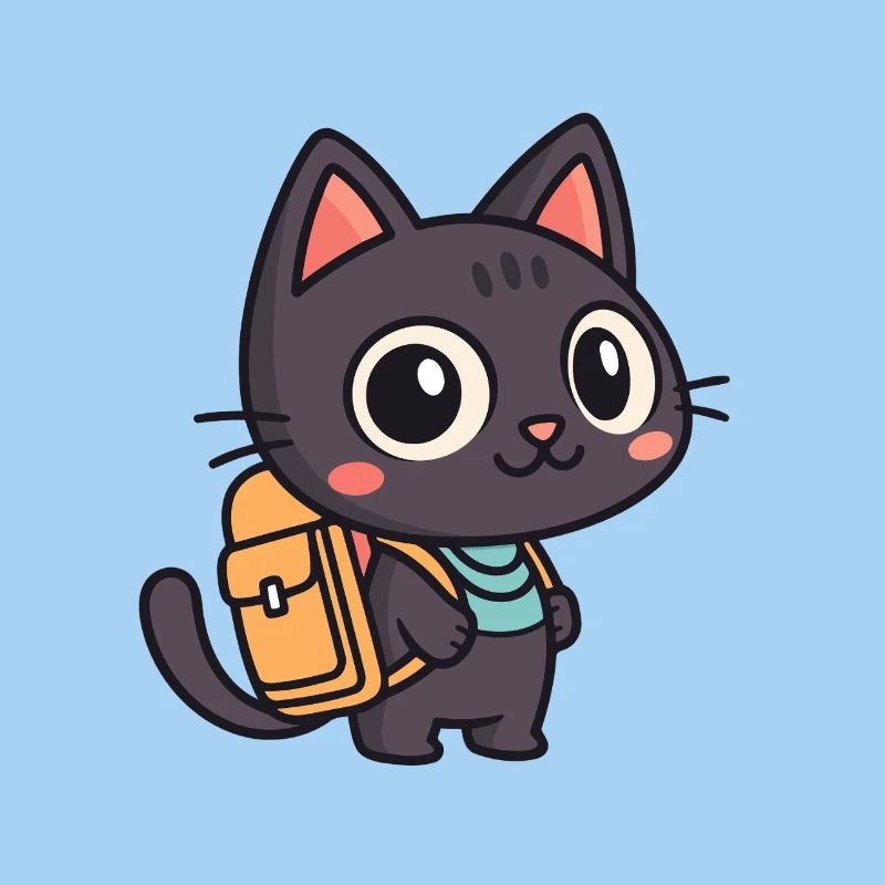 Chat explorateur mignon à cartable