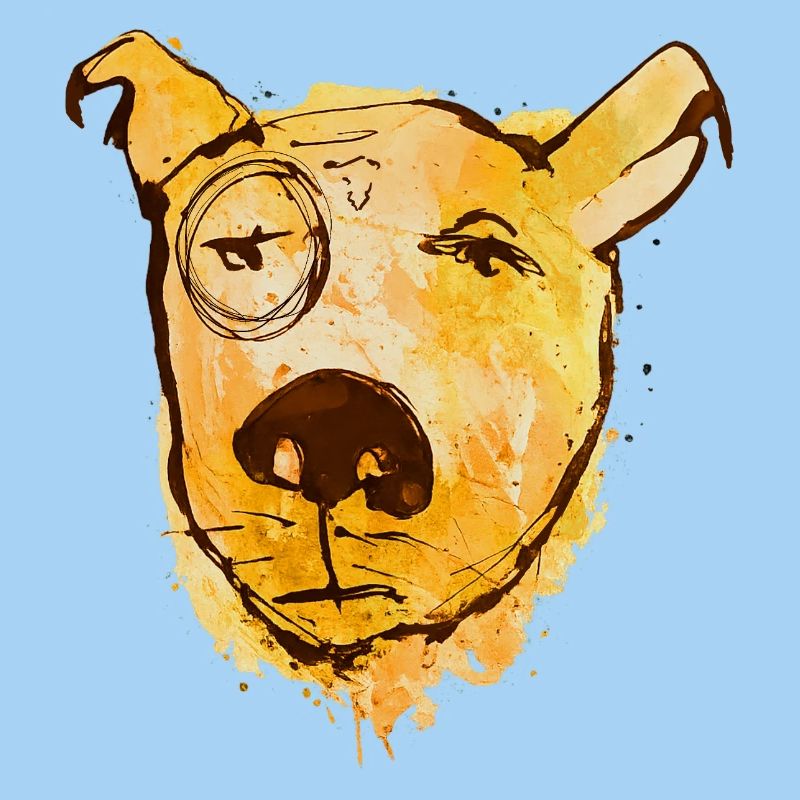 Chien aquarelle avec monocle