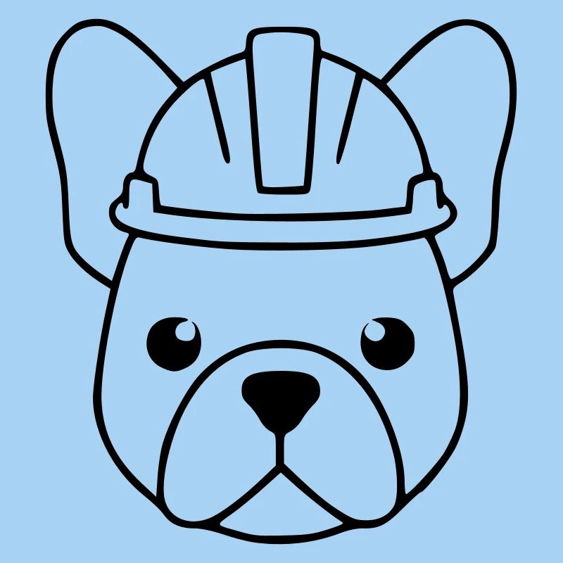 Frenchie Construction Helmet Head Outline