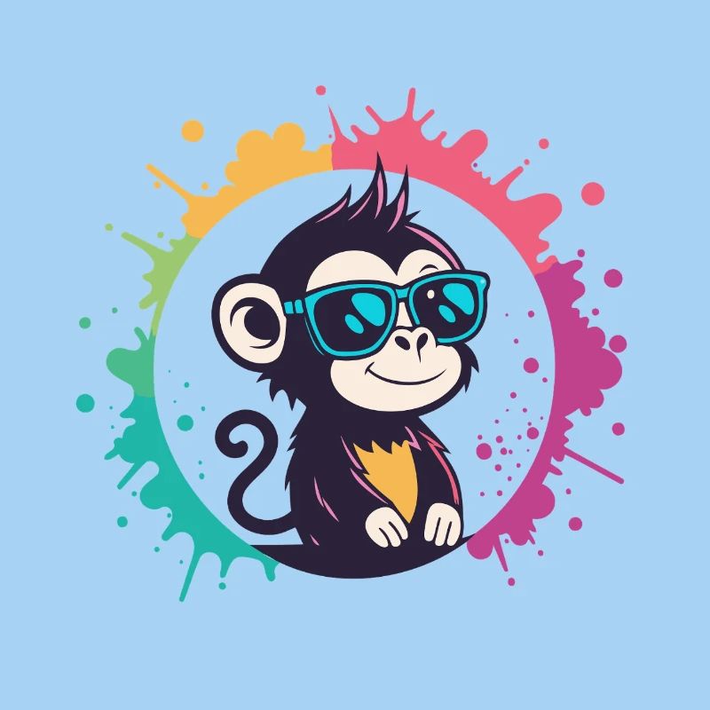 Monkey Splash Circle Blaue Brille